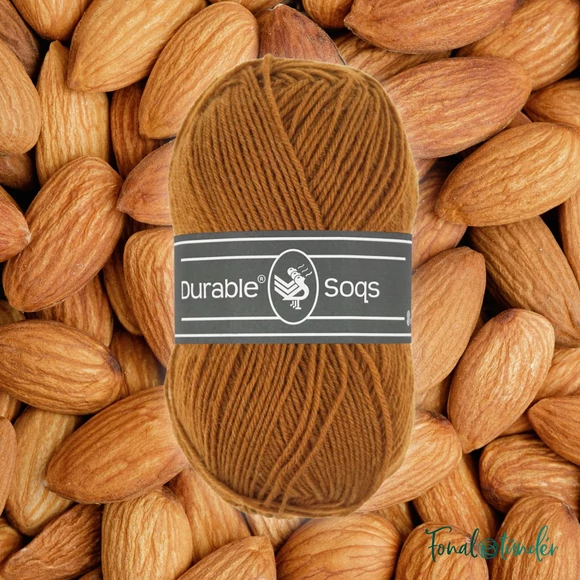 Durable Soqs 407 Almond - mandula barna gyapjú zoknifonal - wool socks yarn