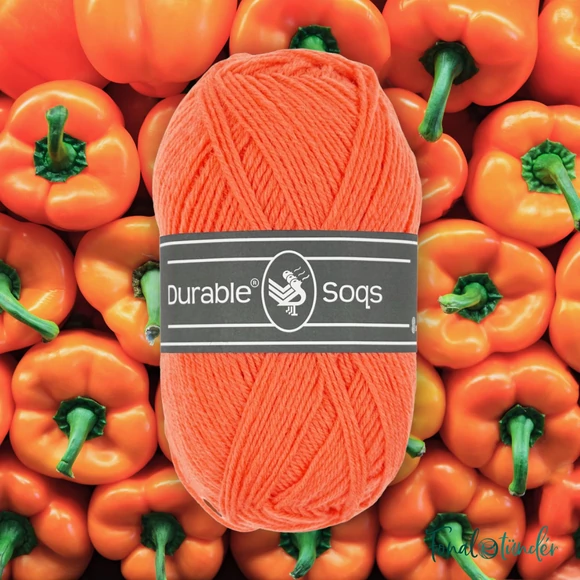 Durable Soqs 408 Fresh Coral - korallpiros gyapjú zoknifonal - red wool socks yarn