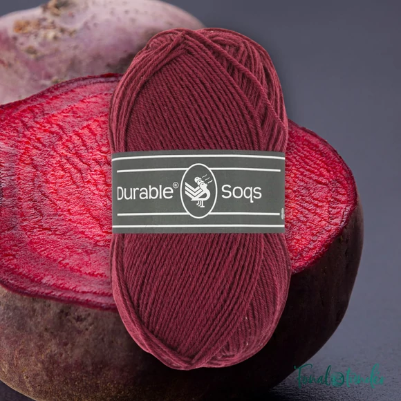 Durable Soqs 414 Anemone - céklavörös gyapjú zoknifonal - deep red wool socks yarn