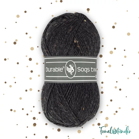 Durable Soqs Tweed 412 Phantom - fekete gyapjú zoknifonal - black wool socks yarn