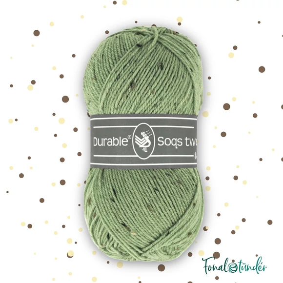 Durable Soqs Tweed 424 Saxon Green - zöld gyapjú zoknifonal - wool socks yarn