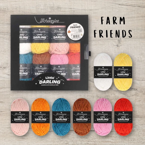 Scheepjes Little Darlin Farm Friends Yarn Pack - 8 gombolyag fonal  - 8 balls of yarn