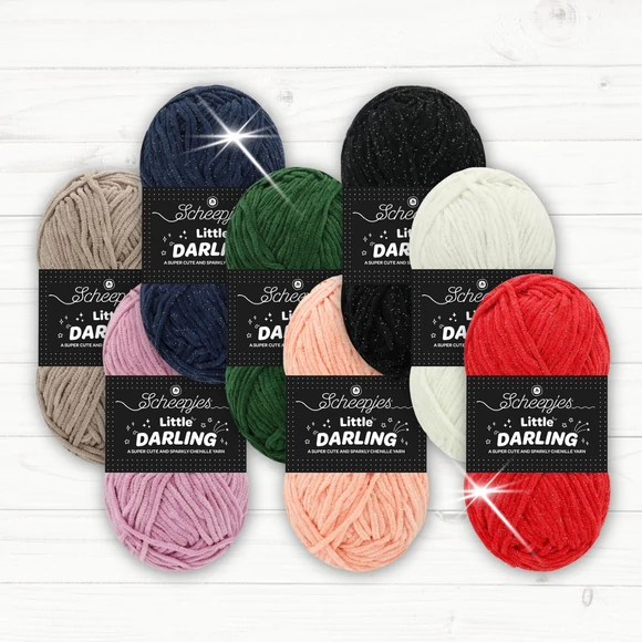 Scheepjes Little Darling Sparkle Yarn Pack - 8 csillogós zsenília fonal