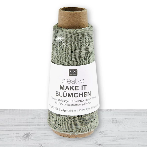 Rico Make it Blümchen - 019 Silver - creative sequined yarn