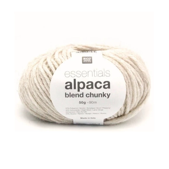 Rico Alpaca Chunky - 001 Cream - wool based yarn - krémfehér gyapjú fonal 