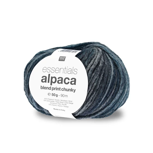Rico Alpaca Chunky - 002 Blue Mix - wool based yarn - kék gyapjú fonal 