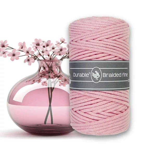 Durable Braided Fine 203 Light Pink cotton cord - rózsaszín zsinórfonal - 3mm