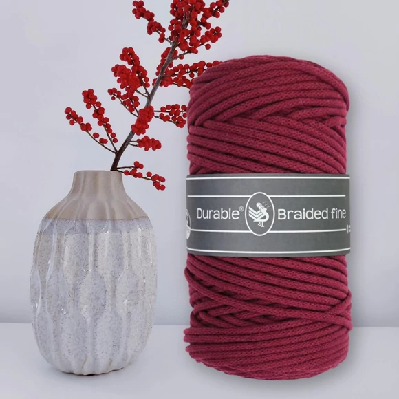 Durable Braided Fine 222 Bordeaux cotton cord - bordó zsinórfonal - 3mm