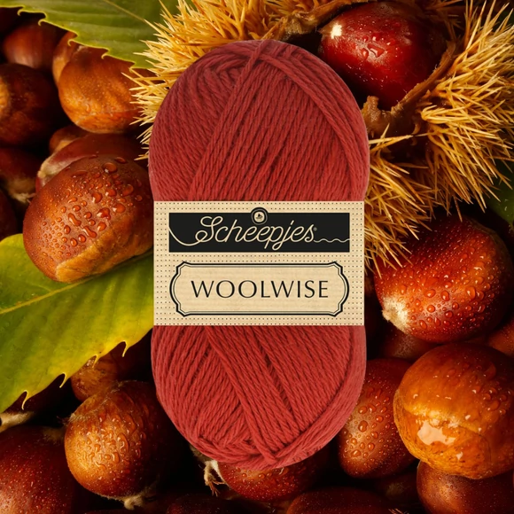 Scheepjes Woolwise 733 Chestnut - gesztenebarna merinói gyapjú fonal - wool yarn