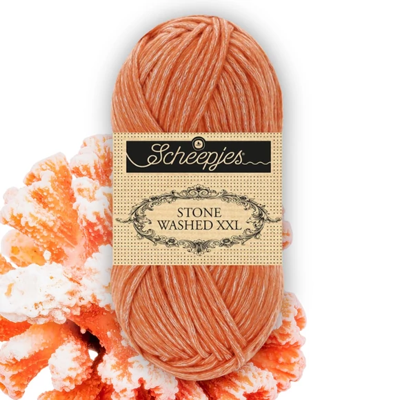 Scheepjes Stone Washed XXL 856 Coral - narancssárga vastag fonal