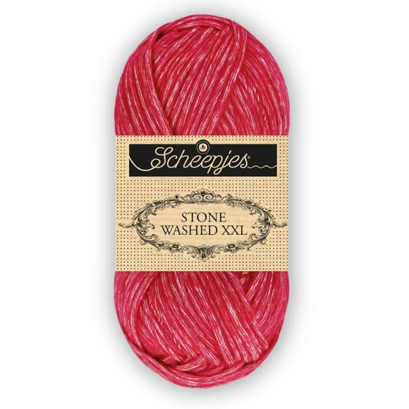 Scheepjes Stone Washed XXL 879 Eudialyte - élénk piros vastag fonal