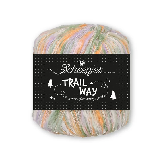 Scheepjes Trailway 007 Foxglove - narancs-zöld tweed kísérő fonal - tweed carry-along yarn