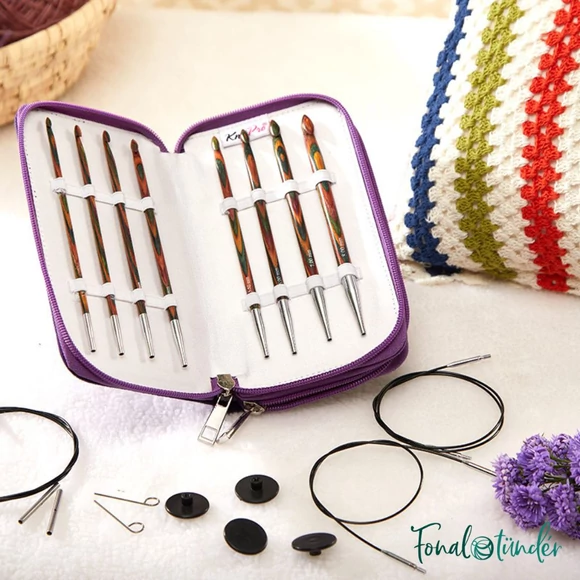 KnitPro Symfonie Tunisian Crochet Hook Set - tuniszi fa horgolótű készlet