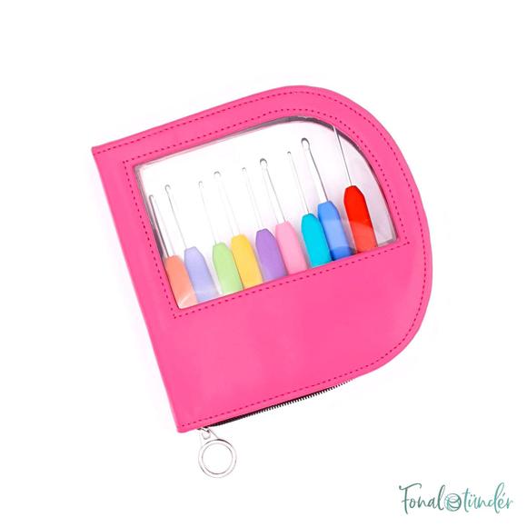 KnitPro Waves crochet hook set pink - horgolótű készlet - 2-6mm - rózsaszín