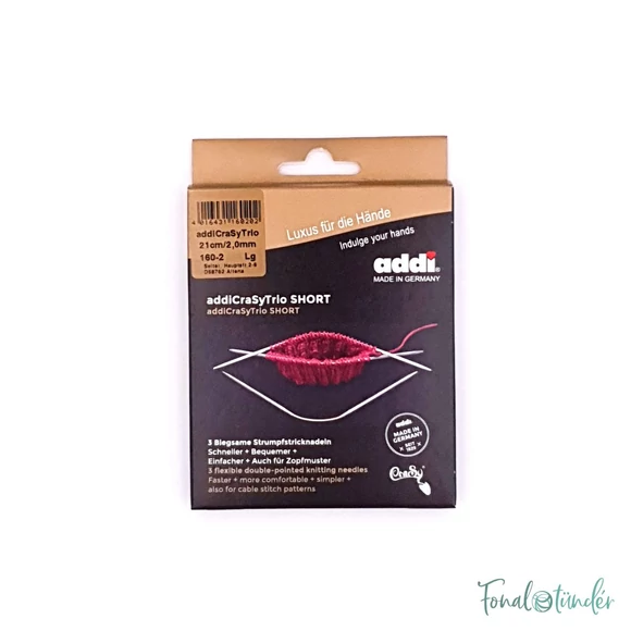 Addi CrasyTrio - flexible double pointed needle set - flexibilis zoknikötő tűkészlet - 21cm - 3mm