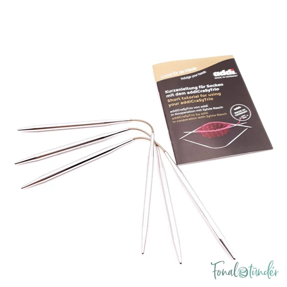 Addi CrasyTrio - flexible double pointed needle set - flexibilis zoknikötő tűkészlet - 21cm - 5mm