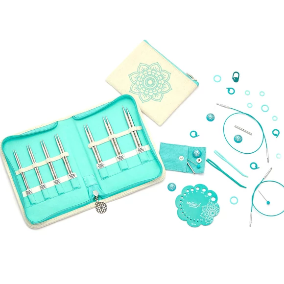 KnitPro MINDFUL The Kindness Set - cserélhető rövid acél körkötőtű szett - short knitting needle set
