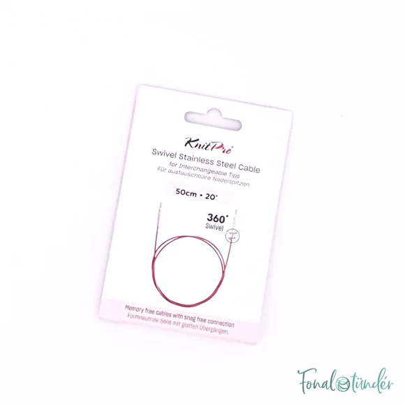 KnitPro steel swivel cable - csapágyas acél kábel kötéshez horgoláshoz - 28cm