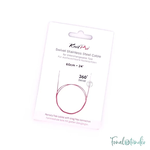 KnitPro steel swivel cable - csapágyas acél kábel kötéshez horgoláshoz - 35 (60) cm