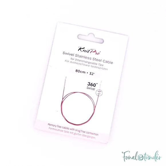 KnitPro steel swivel cable - csapágyas acél kábel kötéshez horgoláshoz - 56 (80) cm