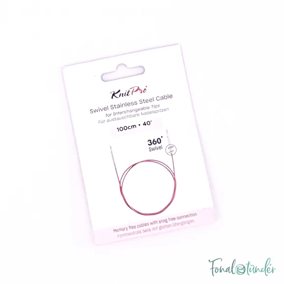 KnitPro steel swivel cable - csapágyas acél kábel kötéshez horgoláshoz - 76 (100) cm