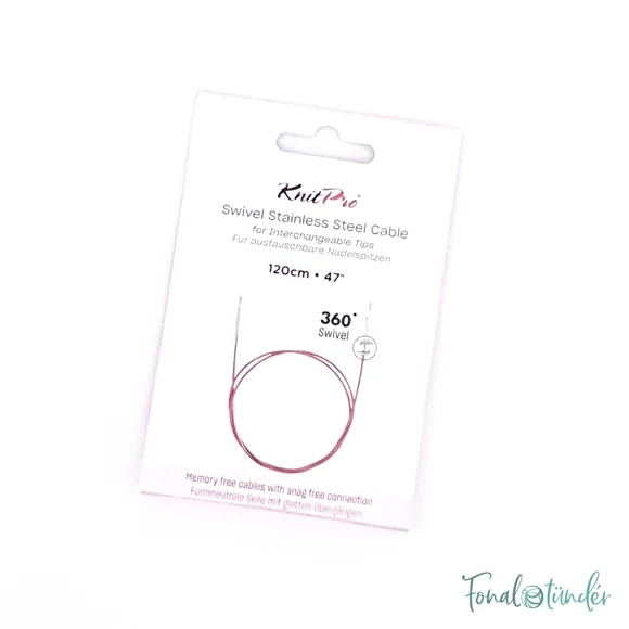 KnitPro steel swivel cable - csapágyas acél kábel kötéshez horgoláshoz - 94 (120) cm