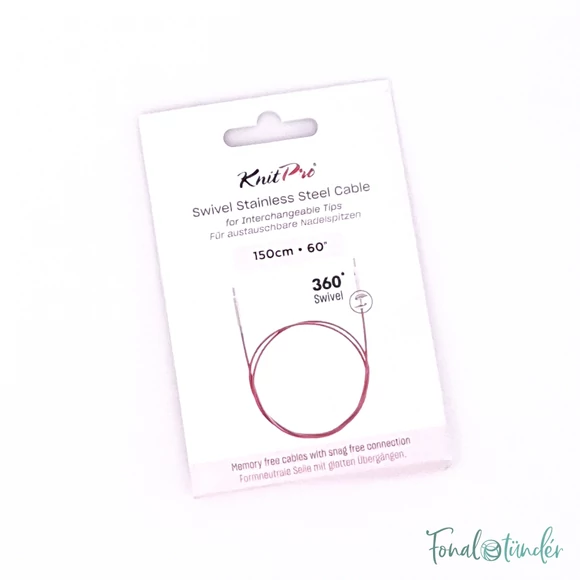 KnitPro steel swivel cable - csapágyas acél kábel kötéshez horgoláshoz - 126 (150) cm