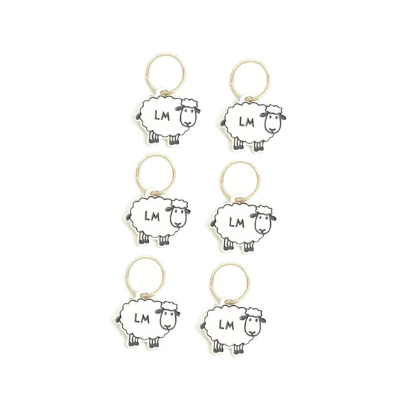 Lantern Moon Stitch Markers - White Merino Sheep - 6pcs