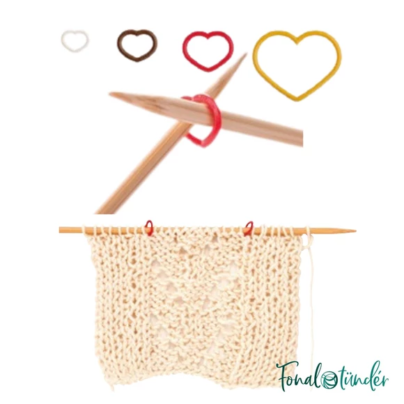 Tulip Szív alakú szemjelölők S-M-L - stitch markers set - 15db