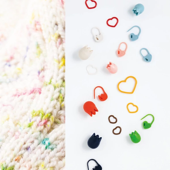 Tulip Szív alakú szemjelölők M-es - red stitch markers - 7db