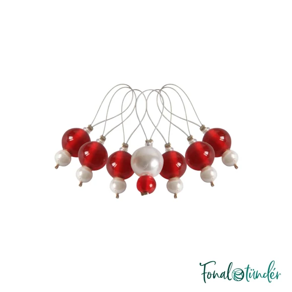 KnitPro Stitch markers Amaranth red - piros gyöngyös szemjelölő készlet - 7db