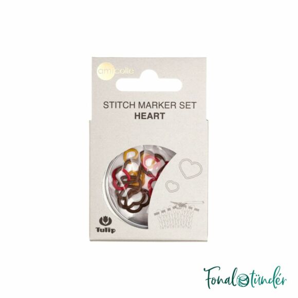 Tulip Szív alakú szemjelölők S-M-L - stitch markers set - 15db