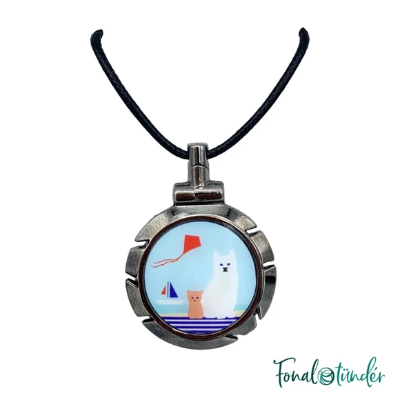 Bohin Thread Cutter Pendant - cat- fonalvágó nyaklánc - macskás