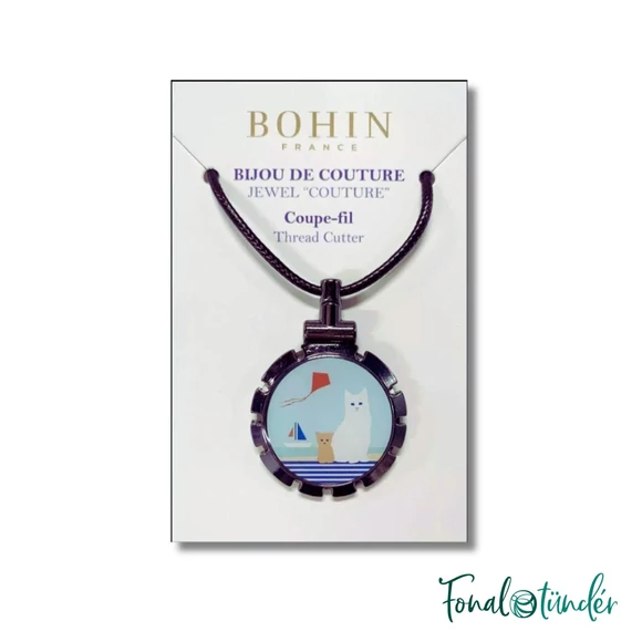 Bohin Thread Cutter Pendant - cat- fonalvágó nyaklánc - macskás