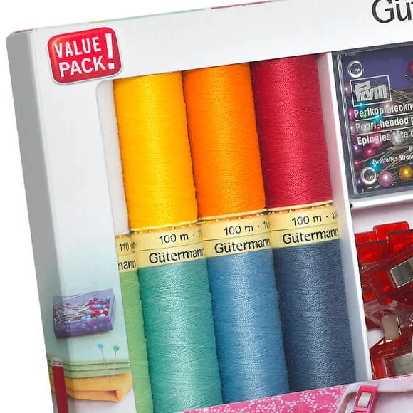 Gütermann Creativ set - with pins clips - varrócérna készlet - varróklipsszel, gombostűvel
