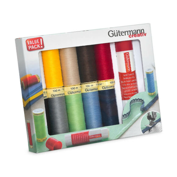 Gütermann Creativ set - with textile glue stick - varrócérna készlet - textil ragasztóval