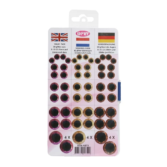 csillám baba/figura szemek - biztonsági - glittter safety eyes - 8-18mm