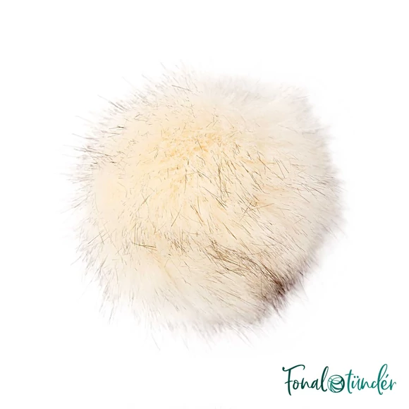 Fake Fur Pompom - Cream - műszőr pompon sapkához - krémfehér