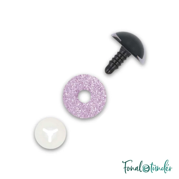 Csillogós lila cica szemek - glitter purple cat safety eyes - 12mm