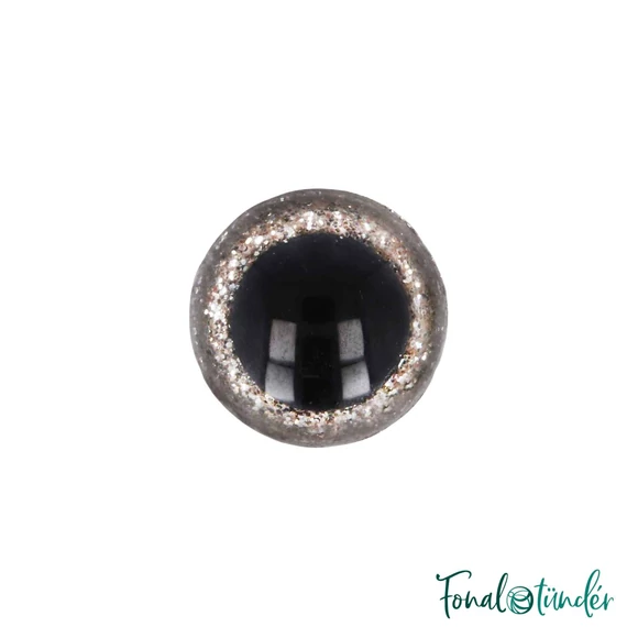 Csillogós ezüst baba/figura szemek - glitter silver safety eyes - 12 mm