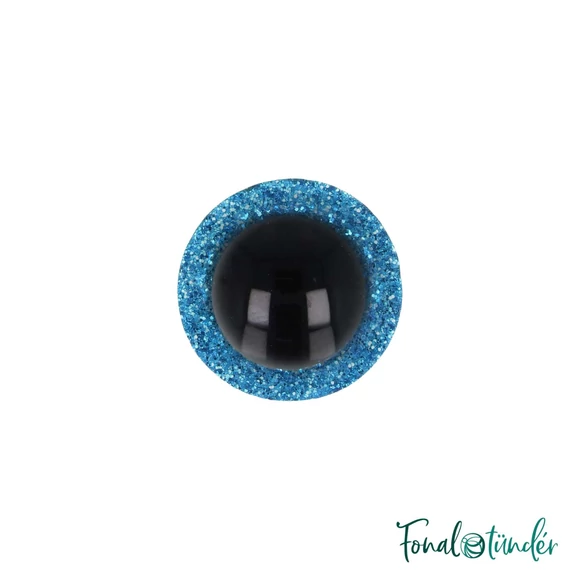 Csillogós kék baba/figura szemek - glitter blue safety eyes - 12 mm