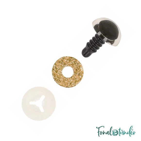Csillogós arany  baba/figura szemek - glitter gold safety eyes - 12mm