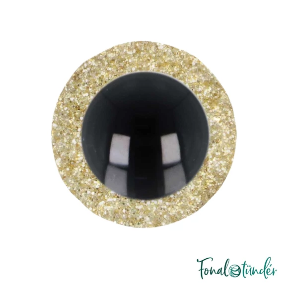 Csillogós arany  baba/figura szemek - glitter gold safety eyes - 10 mm