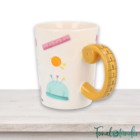 Kézművesek Bögréje - varrócentis füllel - Ceramic  Mug