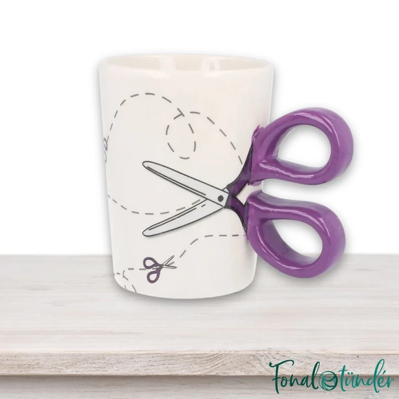 Kézművesek Bögréje - ollós füllel - Ceramic Mug with scissors handle