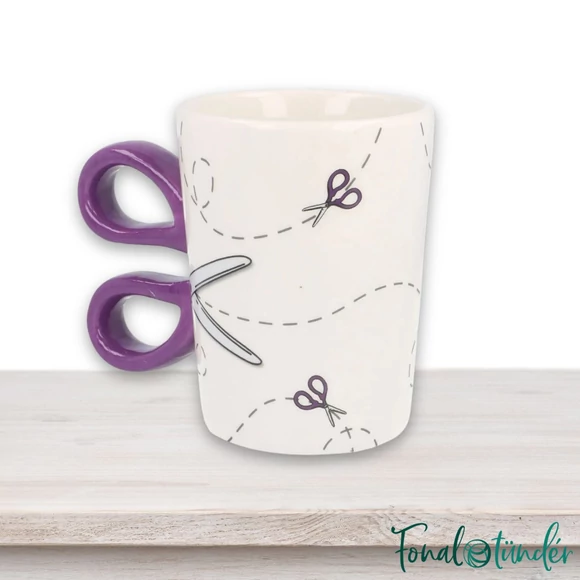 Kézművesek Bögréje - ollós füllel - Ceramic Mug with scissors handle