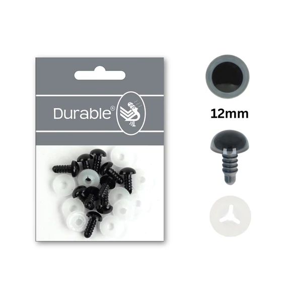 Szürke-Fekete baba/figura szemek - biztonsági - Gray safety eyes -12mm