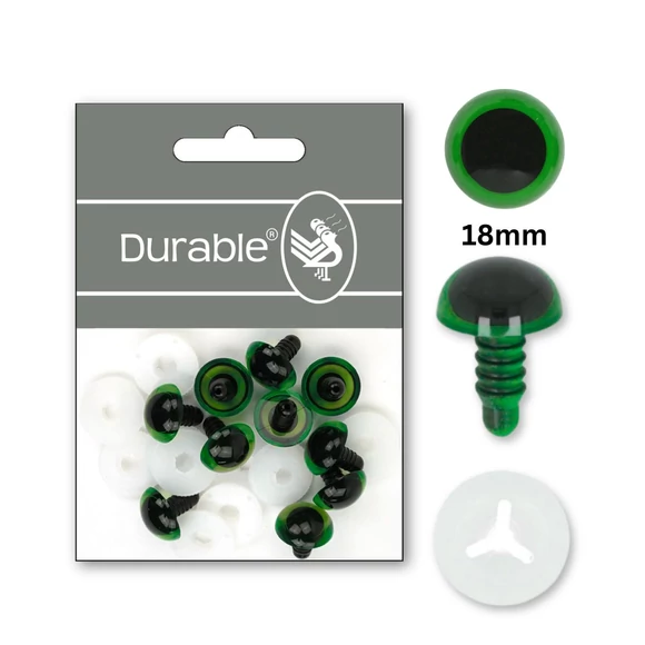 Zöld-Fekete baba/figura szemek - biztonsági - Green safety eyes -18mm