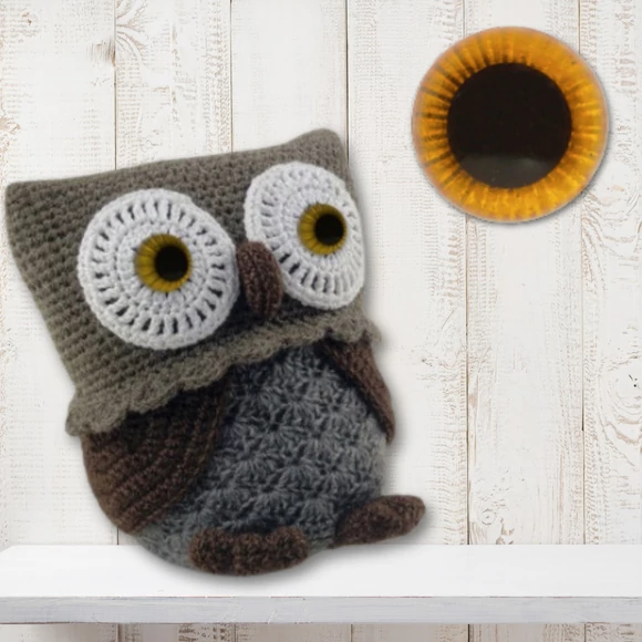 Arany bagoly szemek - yellow owl safety eyes - 10mm