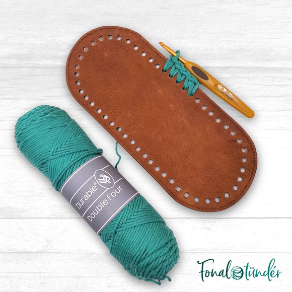 Kézműves Bőr Táska Alj - Horgolt Táskákhoz - 10x25cm 